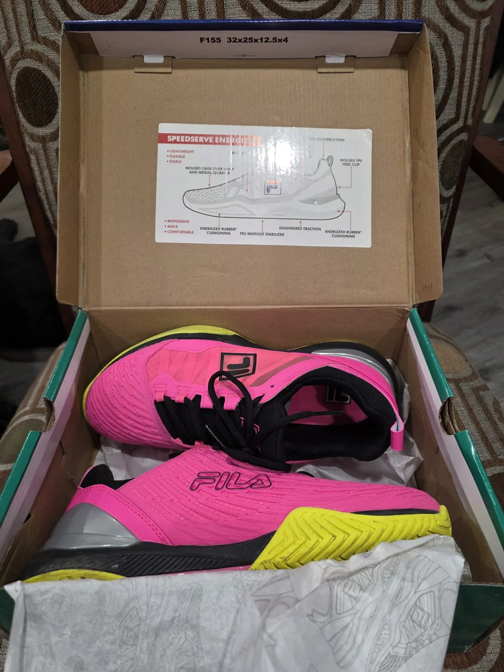 FILA Speedserve Energized Women's Sz 10 Tennis Shoes Pink Yellow *worn once*